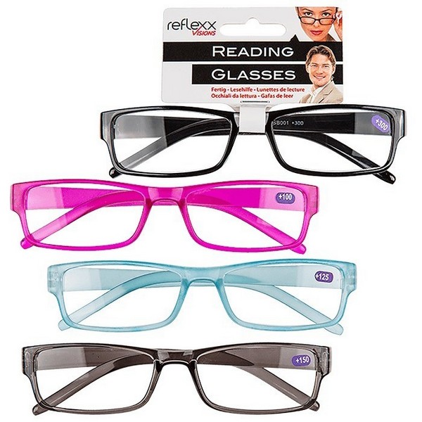 Reflexx Visions 4154 Reading Glasses, Black, Strength: +3.00